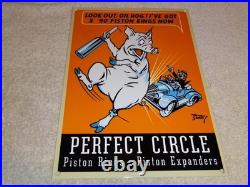 Vintage Perfect Circle Piston Rings & Expanders Pig +car 12 Metal Gasoline Sign Vintage Perfect Circle Piston Rings & Expanders Pig +car 12 Metal Gasoline Sign