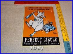 Vintage Perfect Circle Piston Rings & Expanders Pig +car 12 Metal Gasoline Sign Vintage Perfect Circle Piston Rings & Expanders Pig +car 12 Metal Gasoline Sign