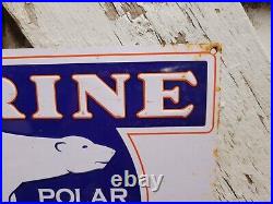 Vintage Perrine Sign Old Battery Polar Bear Metal Tin Tacker Coshocton Ohio Sign