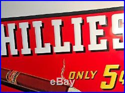 Vintage Phillies Cigar Tobacco Gas Oil Only 5 Cents Orginal Embossed Metal Sign