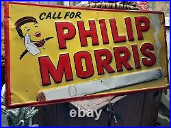 Vintage Phillip Morris Smoking Cigarette Tobacco Metal Sign 27x14 Pipe