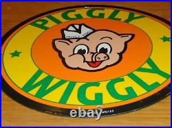 Vintage Piggly Wiggly Grocery Store 11 3/4 Porcelain Metal Pig, Gasoline Sign
