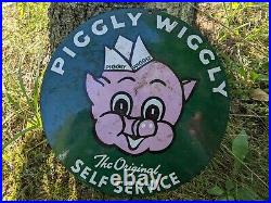 Vintage Piggly Wiggly Porcelain Metal Resturant Sign Food