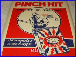 Vintage Pinch Hit Chewing Tobacco Baseball Player Porcelain Metal Babe Ruth Sign