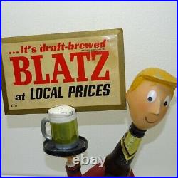 Vintage Platso Mfg 1950s Blatz Beer Running Waiter Cast Metal Sign Statue