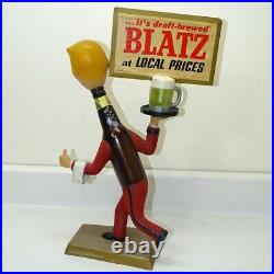 Vintage Platso Mfg 1950s Blatz Beer Running Waiter Cast Metal Sign Statue