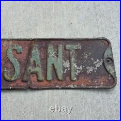 Vintage Pleasant Metal Street Sign Rustic Barn-Fresh Distressed 24 Long