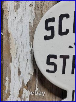 Vintage Police Department Porcelain Sign Old School Street Speed Zone Arrow Kid