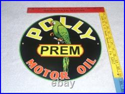 Vintage Polly Premium Parrot Wilshire Oil 11 3/4 Porcelain Metal Gasoline Sign