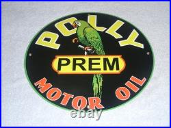 Vintage Polly Premium Parrot Wilshire Oil 11 3/4 Porcelain Metal Gasoline Sign