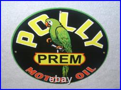 Vintage Polly Premium Parrot Wilshire Oil 11 3/4 Porcelain Metal Gasoline Sign