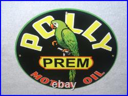 Vintage Polly Premium Parrot Wilshire Oil 11 3/4 Porcelain Metal Gasoline Sign