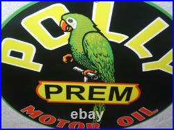 Vintage Polly Premium Parrot Wilshire Oil 11 3/4 Porcelain Metal Gasoline Sign
