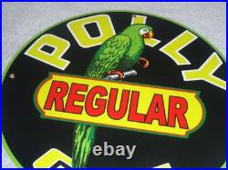 Vintage Polly Regular Gas Parrot? 11 3/4 Porcelain Metal Gasoline & Oil Sign