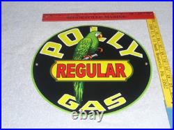 Vintage Polly Regular Gas Parrot? 11 3/4 Porcelain Metal Gasoline & Oil Sign