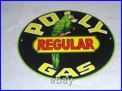 Vintage Polly Regular Gas Parrot? 11 3/4 Porcelain Metal Gasoline & Oil Sign