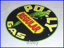 Vintage Polly Regular Gas Parrot? 11 3/4 Porcelain Metal Gasoline & Oil Sign