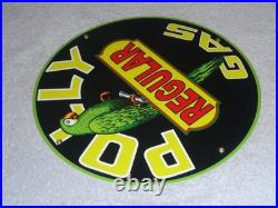 Vintage Polly Regular Gas Parrot? 11 3/4 Porcelain Metal Gasoline & Oil Sign