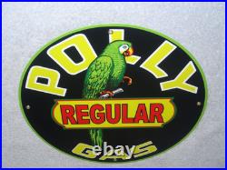 Vintage Polly Regular Gas Parrot? 11 3/4 Porcelain Metal Gasoline & Oil Sign