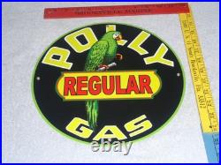 Vintage Polly Regular Gas Parrot? 11 3/4 Porcelain Metal Gasoline & Oil Sign
