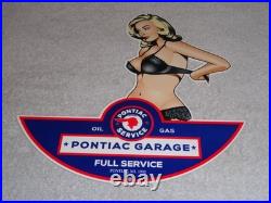 Vintage Pontiac Full Service Garage? Woman Metal Car Truck Gasoline & Oil Sign