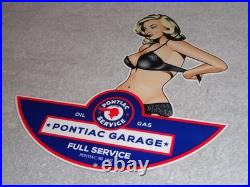 Vintage Pontiac Full Service Garage? Woman Metal Car Truck Gasoline & Oil Sign