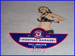 Vintage Pontiac Full Service Garage? Woman Metal Car Truck Gasoline & Oil Sign