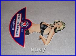 Vintage Pontiac Full Service Garage? Woman Metal Car Truck Gasoline & Oil Sign