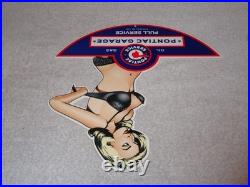 Vintage Pontiac Full Service Garage? Woman Metal Car Truck Gasoline & Oil Sign