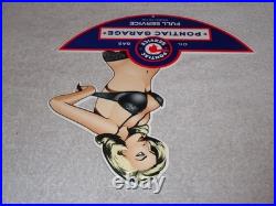 Vintage Pontiac Full Service Garage? Woman Metal Car Truck Gasoline & Oil Sign