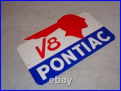 Vintage Pontiac V8 Sports Car Indian Chief 12 Metal Gm Truck, Gasoline Oil Sign