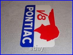 Vintage Pontiac V8 Sports Car Indian Chief 12 Metal Gm Truck, Gasoline Oil Sign