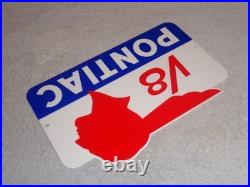 Vintage Pontiac V8 Sports Car Indian Chief 12 Metal Gm Truck, Gasoline Oil Sign