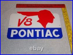 Vintage Pontiac V8 Sports Car Indian Chief 12 Metal Gm Truck, Gasoline Oil Sign