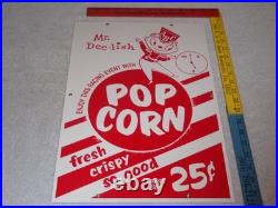 Vintage Popcorn 25 Cents & Mr. Dee-lish 18 Porcelain Metal Gasoline & Oil Sign