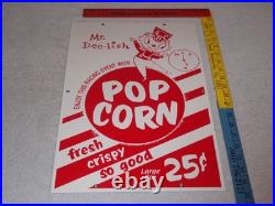 Vintage Popcorn 25 Cents & Mr. Dee-lish 18 Porcelain Metal Gasoline & Oil Sign