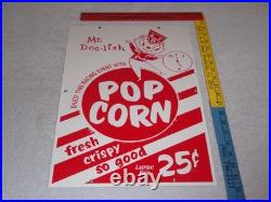 Vintage Popcorn 25 Cents & Mr. Dee-lish 18 Porcelain Metal Gasoline & Oil Sign