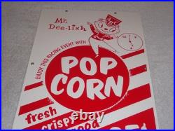 Vintage Popcorn 25 Cents & Mr. Dee-lish 18 Porcelain Metal Gasoline & Oil Sign