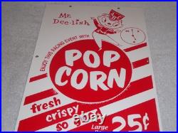 Vintage Popcorn 25 Cents & Mr. Dee-lish 18 Porcelain Metal Gasoline & Oil Sign