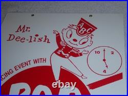 Vintage Popcorn 25 Cents & Mr. Dee-lish 18 Porcelain Metal Gasoline & Oil Sign