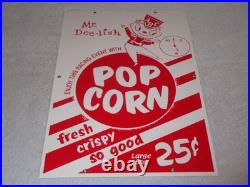 Vintage Popcorn 25 Cents & Mr. Dee-lish 18 Porcelain Metal Gasoline & Oil Sign