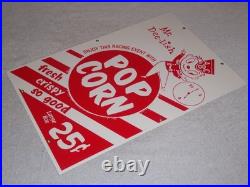 Vintage Popcorn 25 Cents & Mr. Dee-lish 18 Porcelain Metal Gasoline & Oil Sign