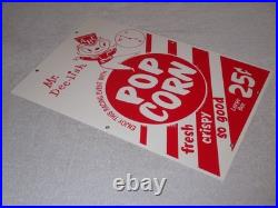 Vintage Popcorn 25 Cents & Mr. Dee-lish 18 Porcelain Metal Gasoline & Oil Sign