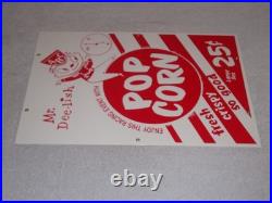 Vintage Popcorn 25 Cents & Mr. Dee-lish 18 Porcelain Metal Gasoline & Oil Sign