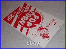 Vintage Popcorn 25 Cents & Mr. Dee-lish 18 Porcelain Metal Gasoline & Oil Sign