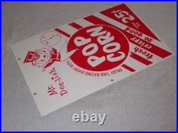Vintage Popcorn 25 Cents & Mr. Dee-lish 18 Porcelain Metal Gasoline & Oil Sign
