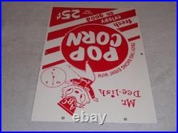 Vintage Popcorn 25 Cents & Mr. Dee-lish 18 Porcelain Metal Gasoline & Oil Sign