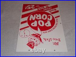 Vintage Popcorn 25 Cents & Mr. Dee-lish 18 Porcelain Metal Gasoline & Oil Sign
