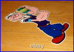 Vintage Popeye The Sailor Man +spinach 13 Metal Soda Cartoon Gasoline Oil Sign