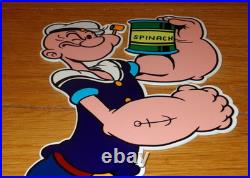 Vintage Popeye The Sailor Man +spinach 13 Metal Soda Cartoon Gasoline Oil Sign